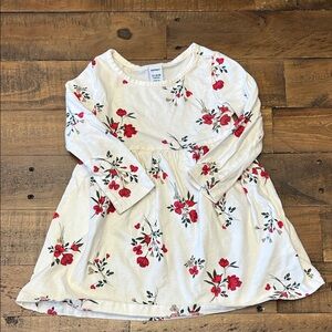 Old Navy Cream Dress with Red Floral Print